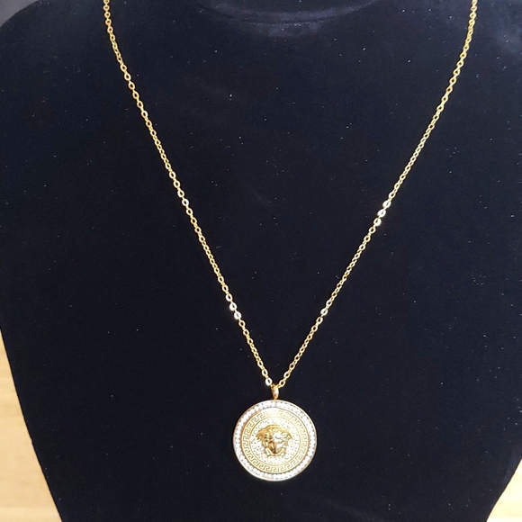 BUNDLE Gold Tone Medusa Necklace and Earring Set - Picture 4 of 6